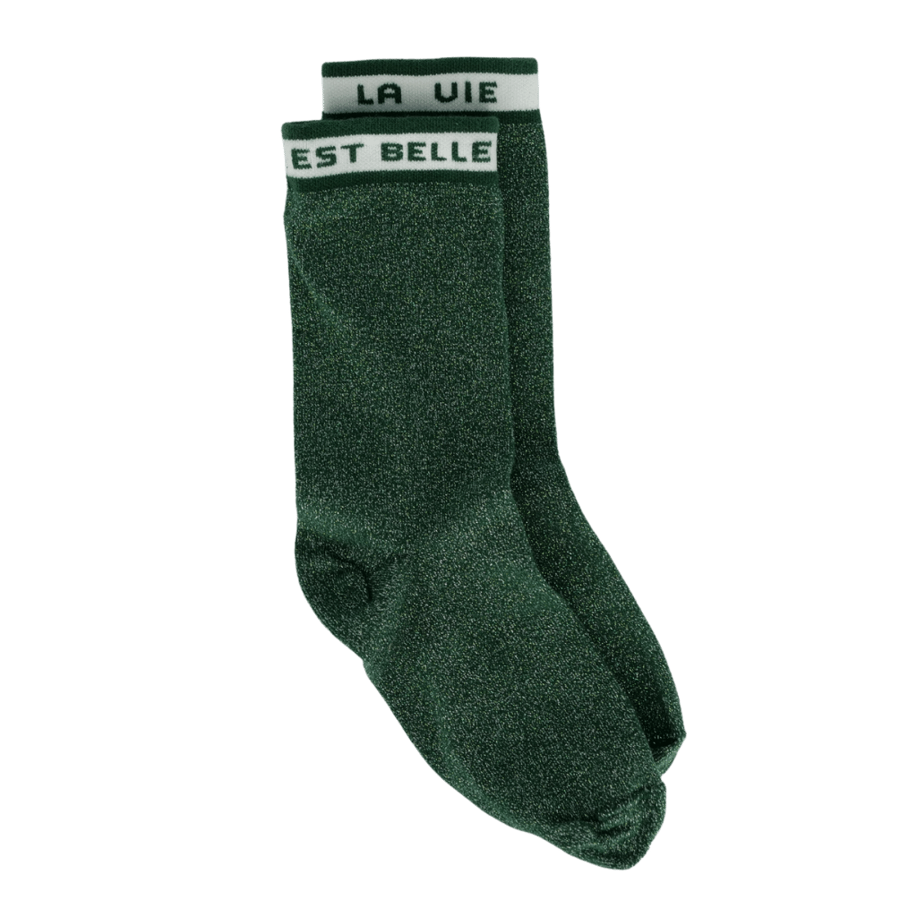 Chaussettes femme coton paillettes verte belle Josette Maison Causettes